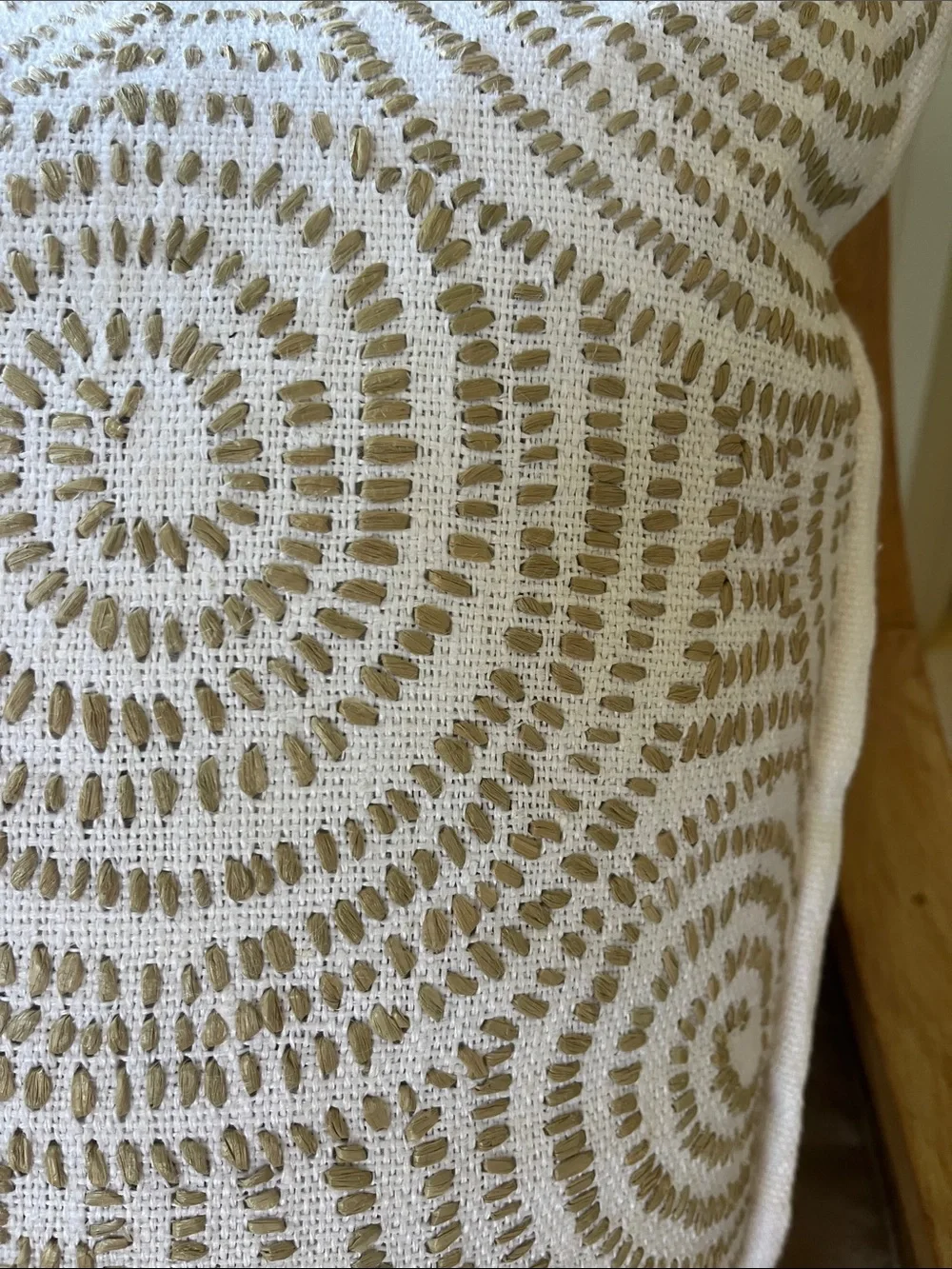 Serena & Lily Circlular Embroidered Accent Pillow in Cream and Taupe